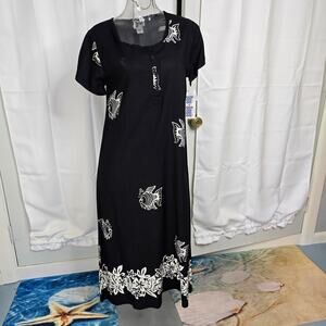90s Tropical Fish Maxi Dress Cruise Vacation Dee Dee's Vintage Size S
